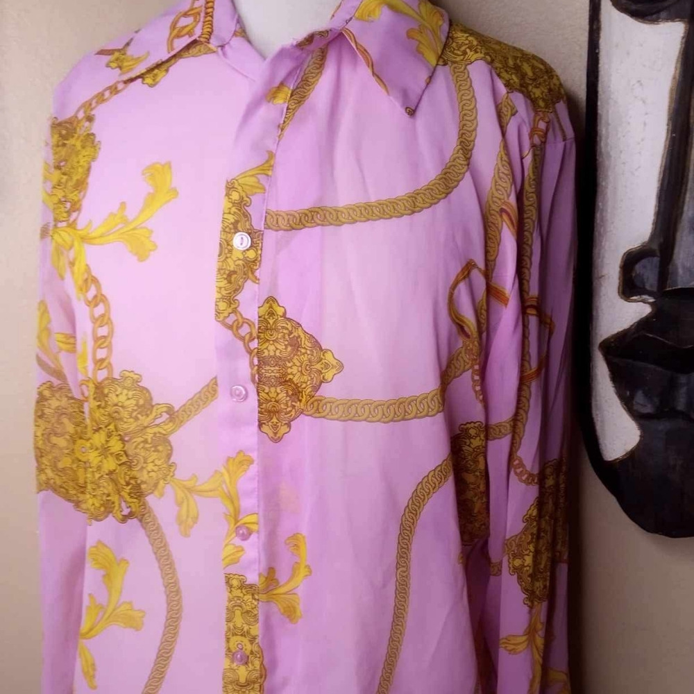 Timing Pink and Gold Blouse Ornate Design